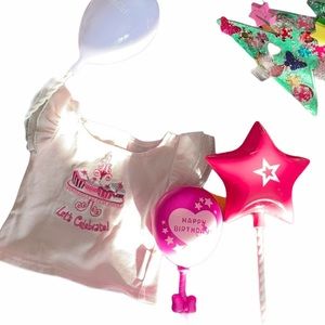 American Girl birthday kit: shirt, balloons, etc